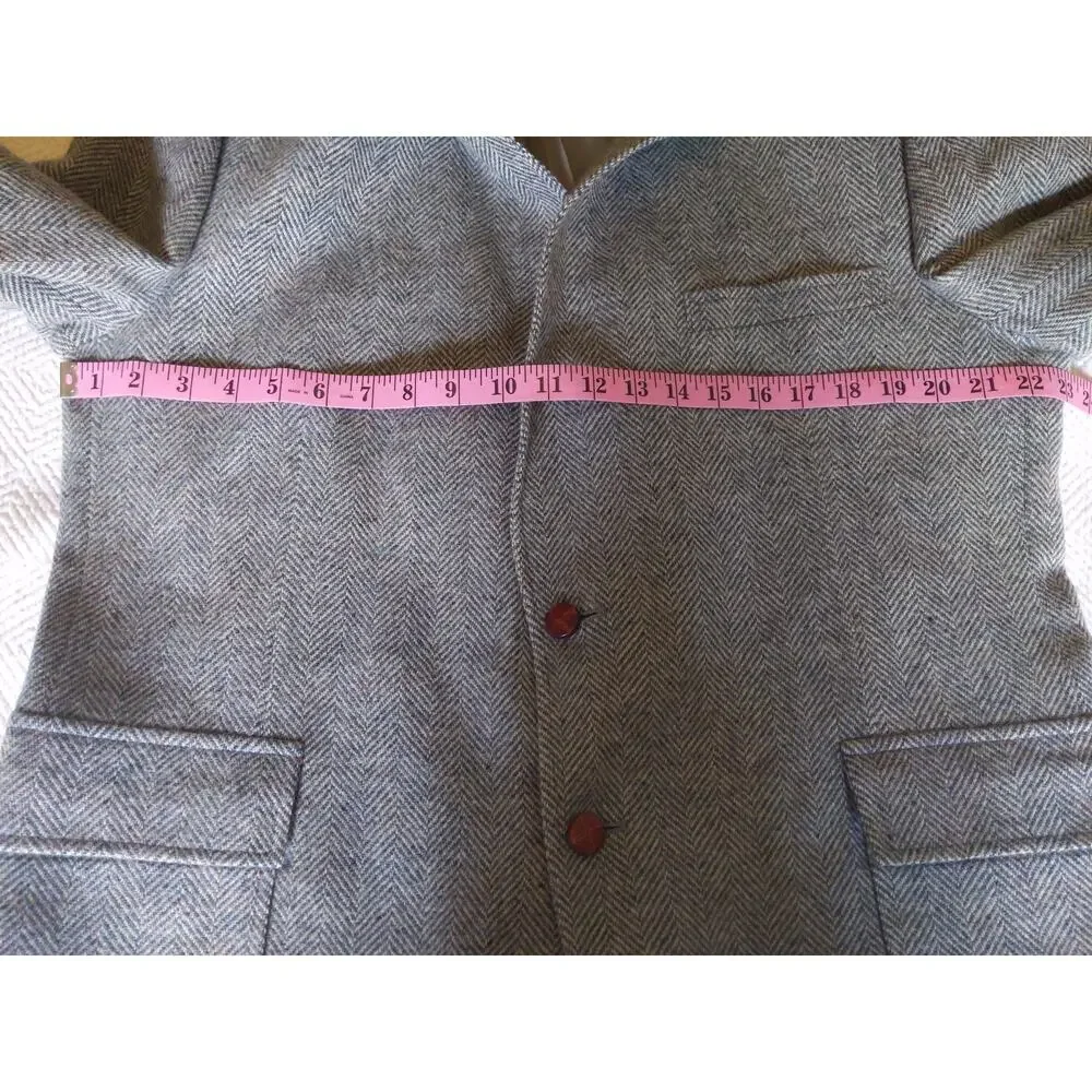 Vintage Shefford Anderson-Little Gray Herringbone Wool Blazer Union Made USA 42R
